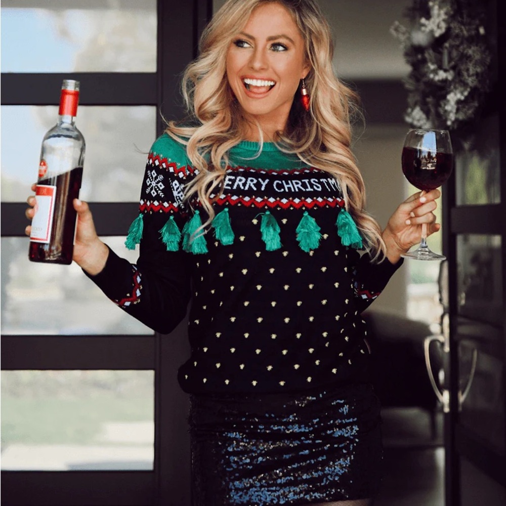 Tipsy Elves - WOMEN'S CHRISTMAS TREE TASSEL UGLY CHRISTMAS SWEATER